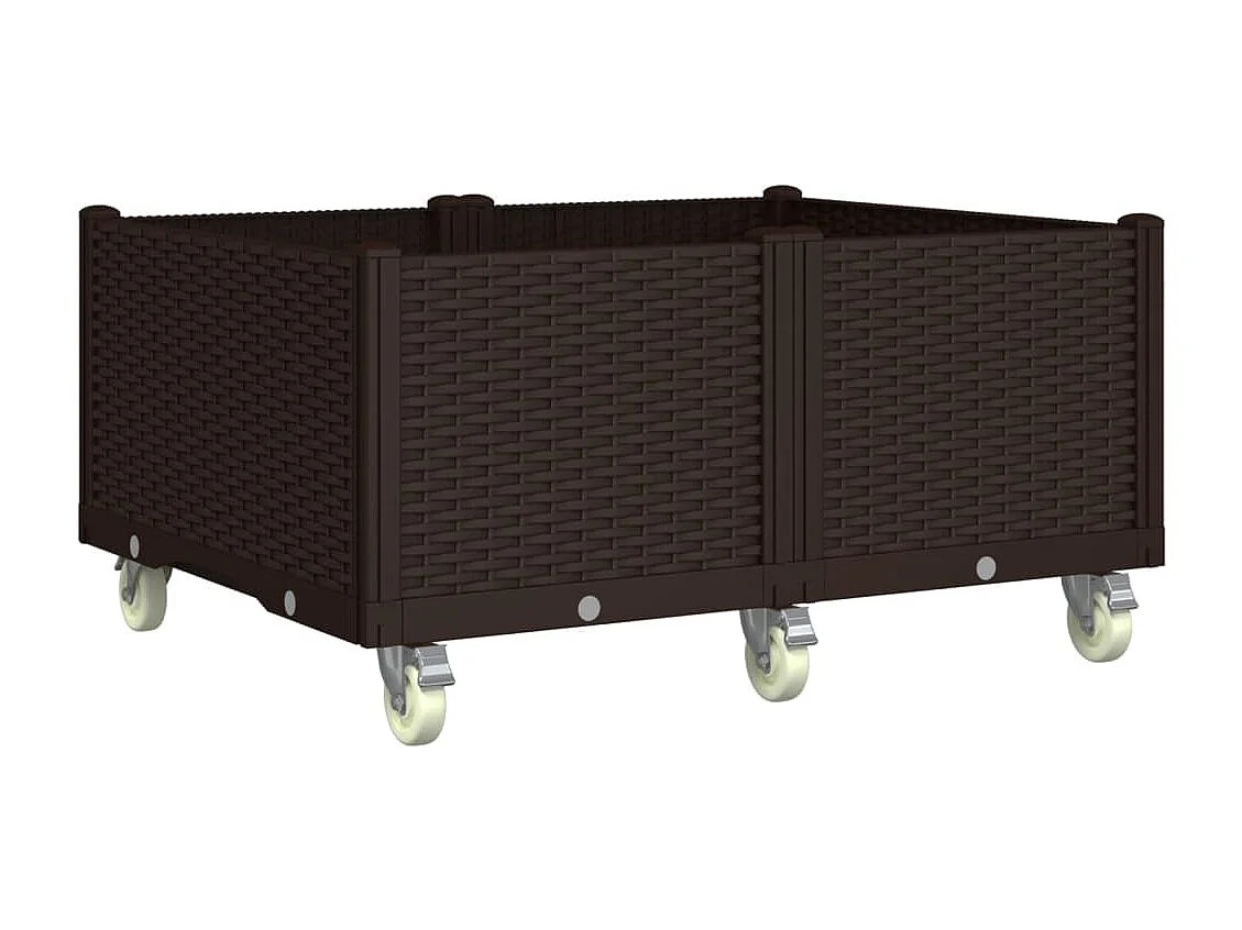 Fioriera da Giardino con Ruote Marrone 100x80x54 cm in PP