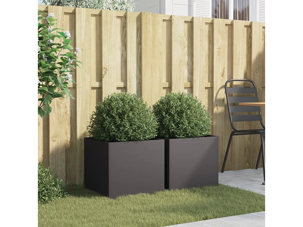 Jardinières 2 pcs noir 42x40x39 cm acier