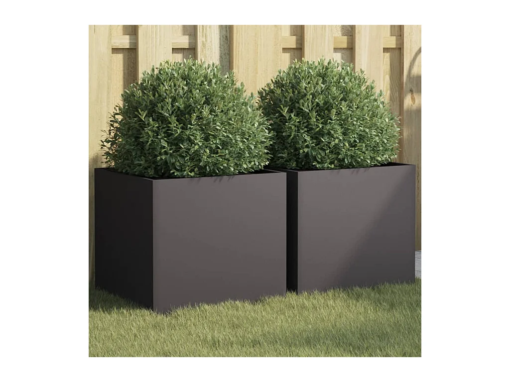 Fioriere 2 pz Nere 42x40x39 cm in Acciaio
