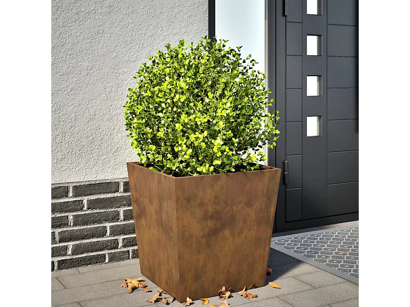 Vaso/floreira de jardim 50x50x50 cm aço corten