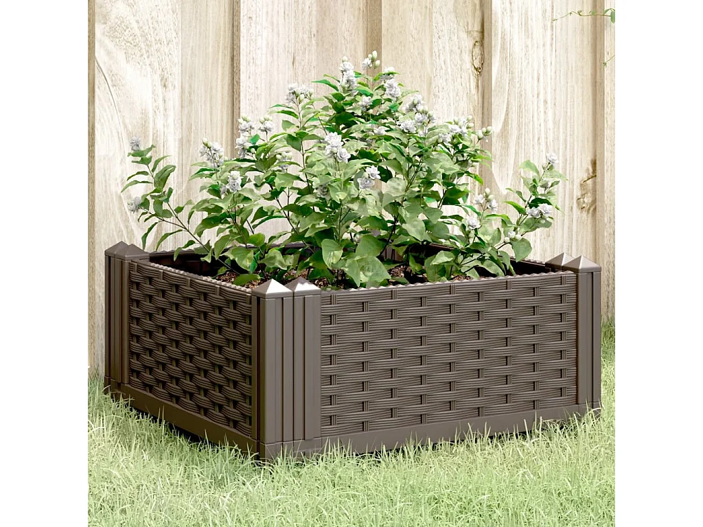Jardinière avec piquets marron 42,5x42,5x28,5 cm PP