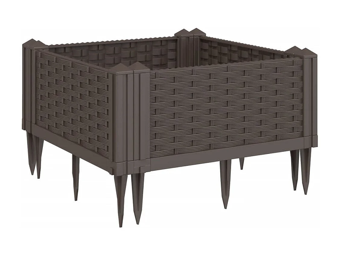 Jardinière avec piquets marron 42,5x42,5x28,5 cm PP
