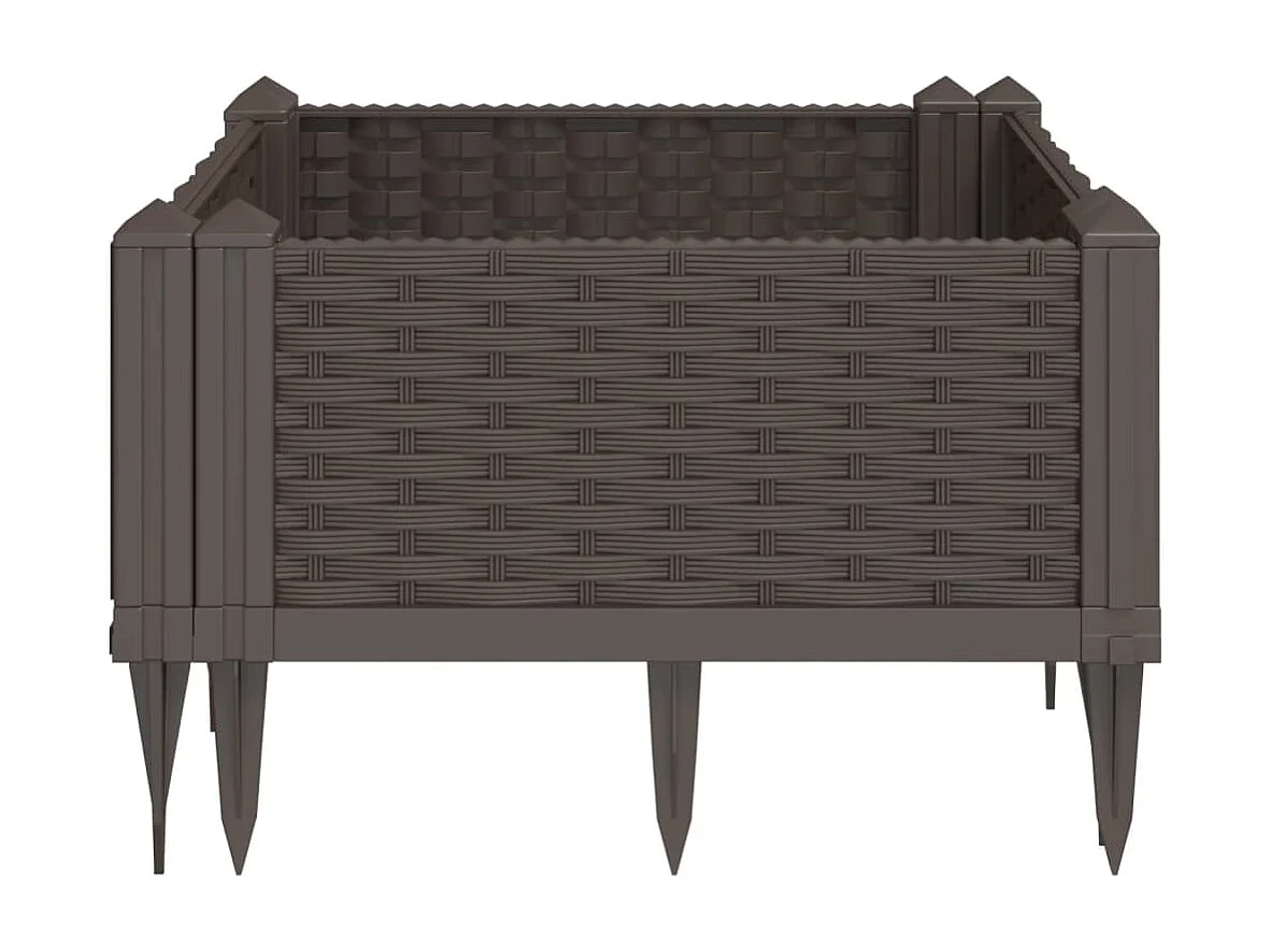 Jardinière avec piquets marron 42,5x42,5x28,5 cm PP