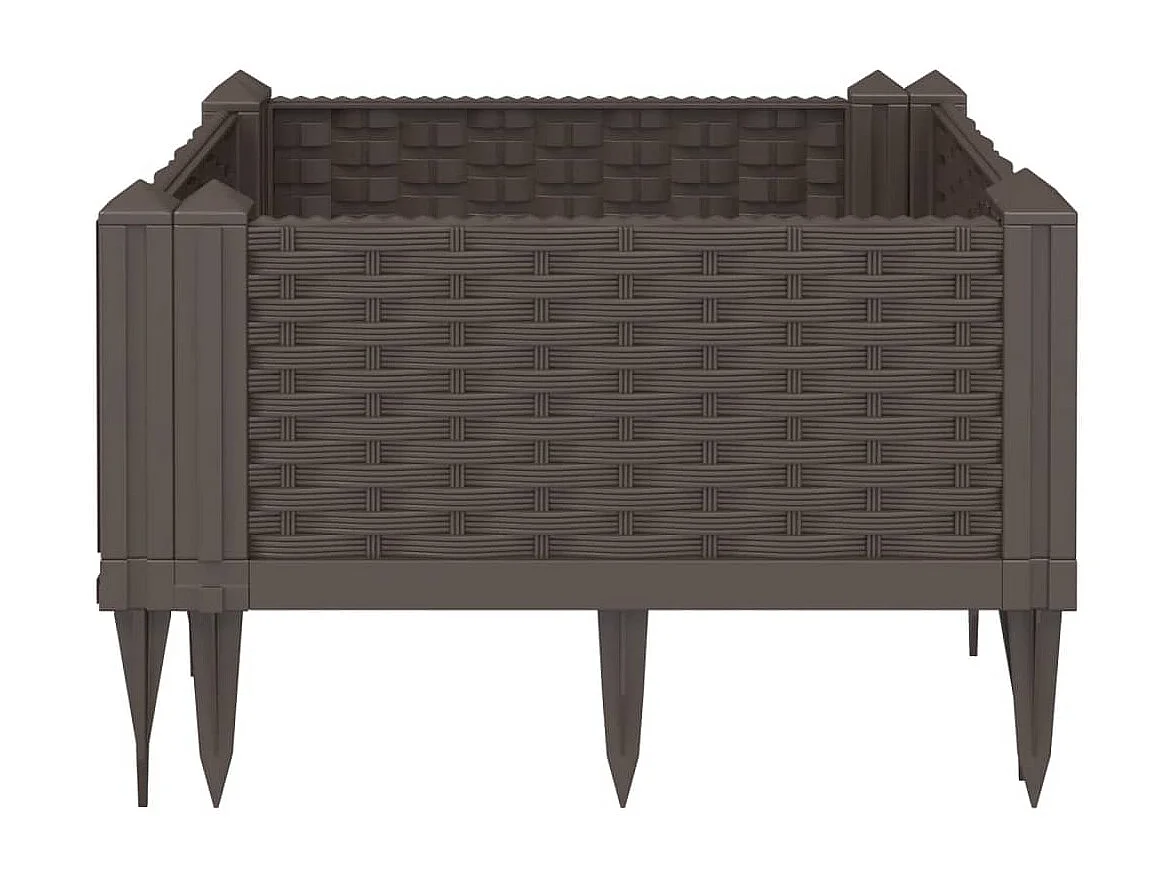Jardinière avec piquets marron 42,5x42,5x28,5 cm PP