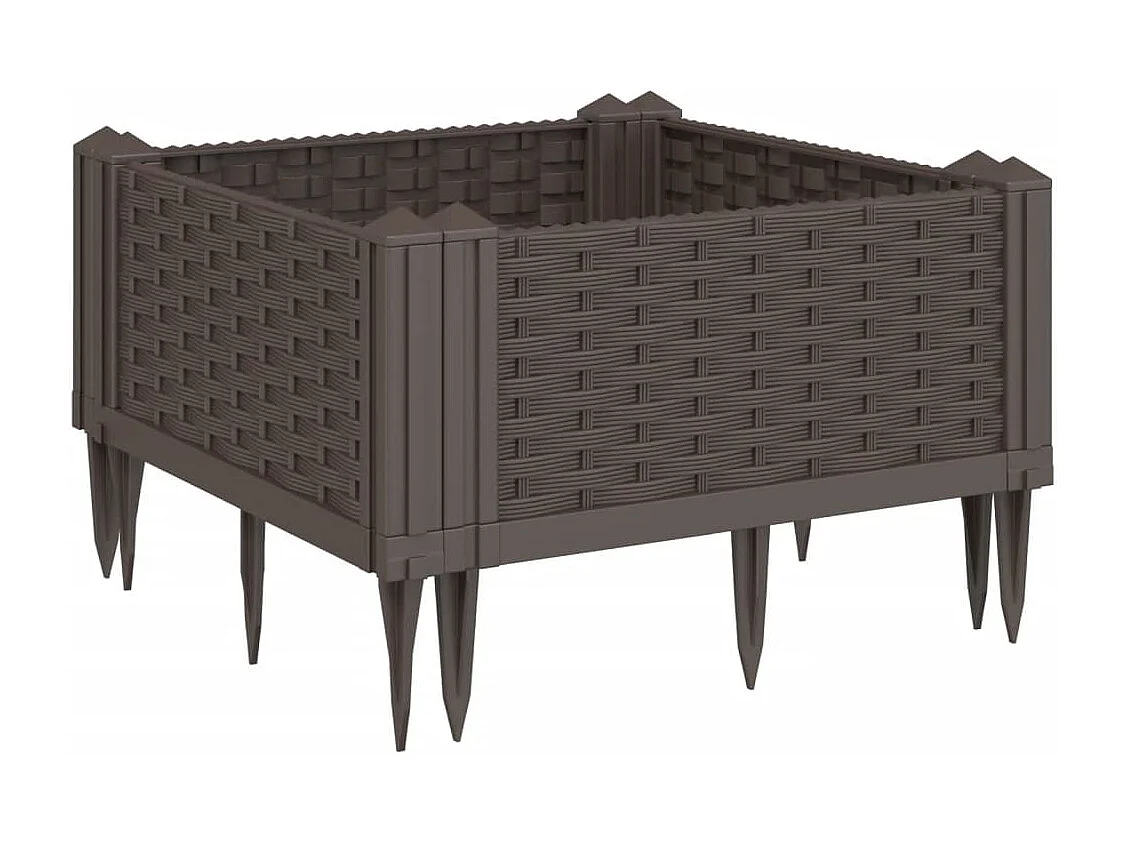 Jardinière avec piquets marron 42,5x42,5x28,5 cm PP
