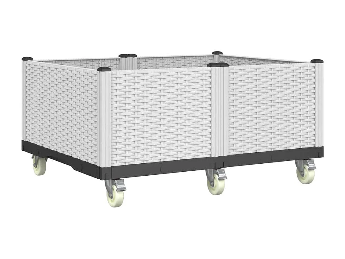 Vaso/floreira de jardim com rodas 100x80x54 cm PP branco