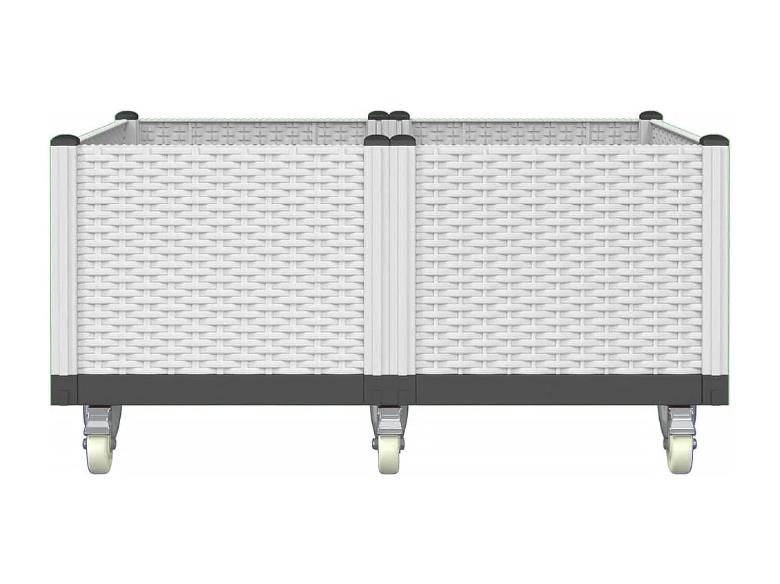 Vaso/floreira de jardim com rodas 100x80x54 cm PP branco