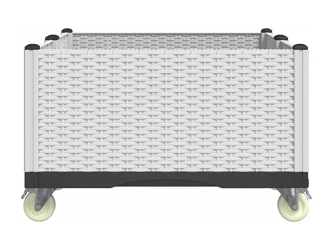 Vaso/floreira de jardim com rodas 100x80x54 cm PP branco