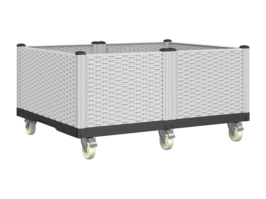 Vaso/floreira de jardim com rodas 100x80x54 cm PP branco