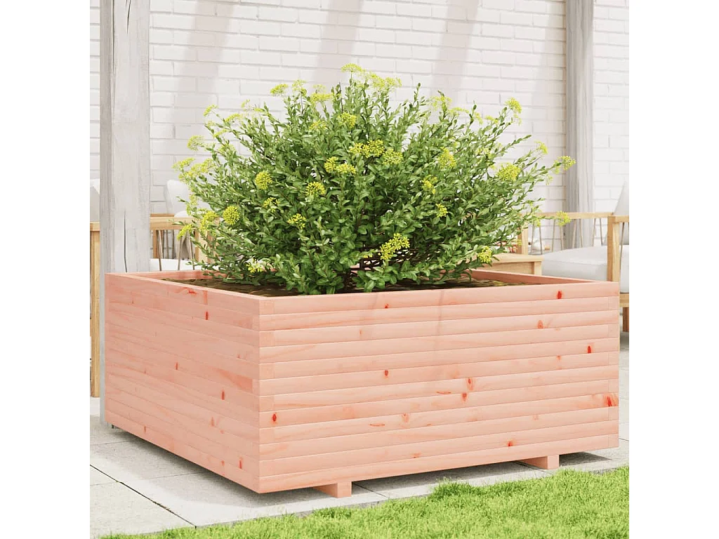 Vaso/floreira de jardim 110x110x49,5 cm madeira douglas maciça