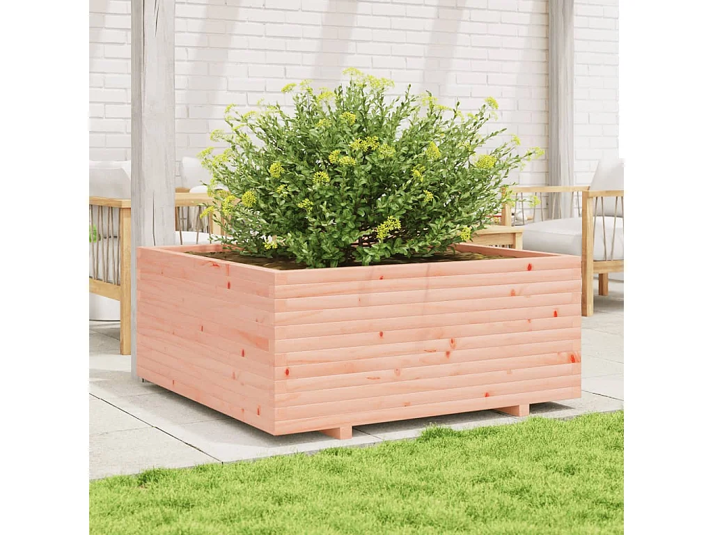 Vaso/floreira de jardim 110x110x49,5 cm madeira douglas maciça