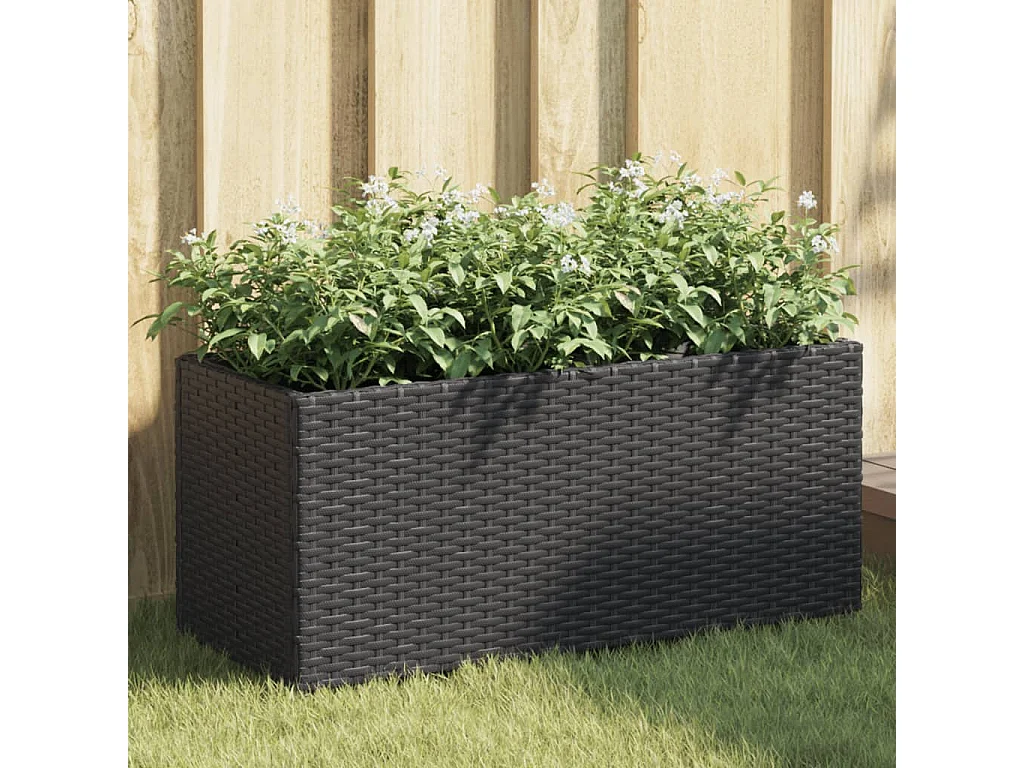 Hochbeet mit 2 Fächern Schwarz 72x30x32 cm Poly Rattan