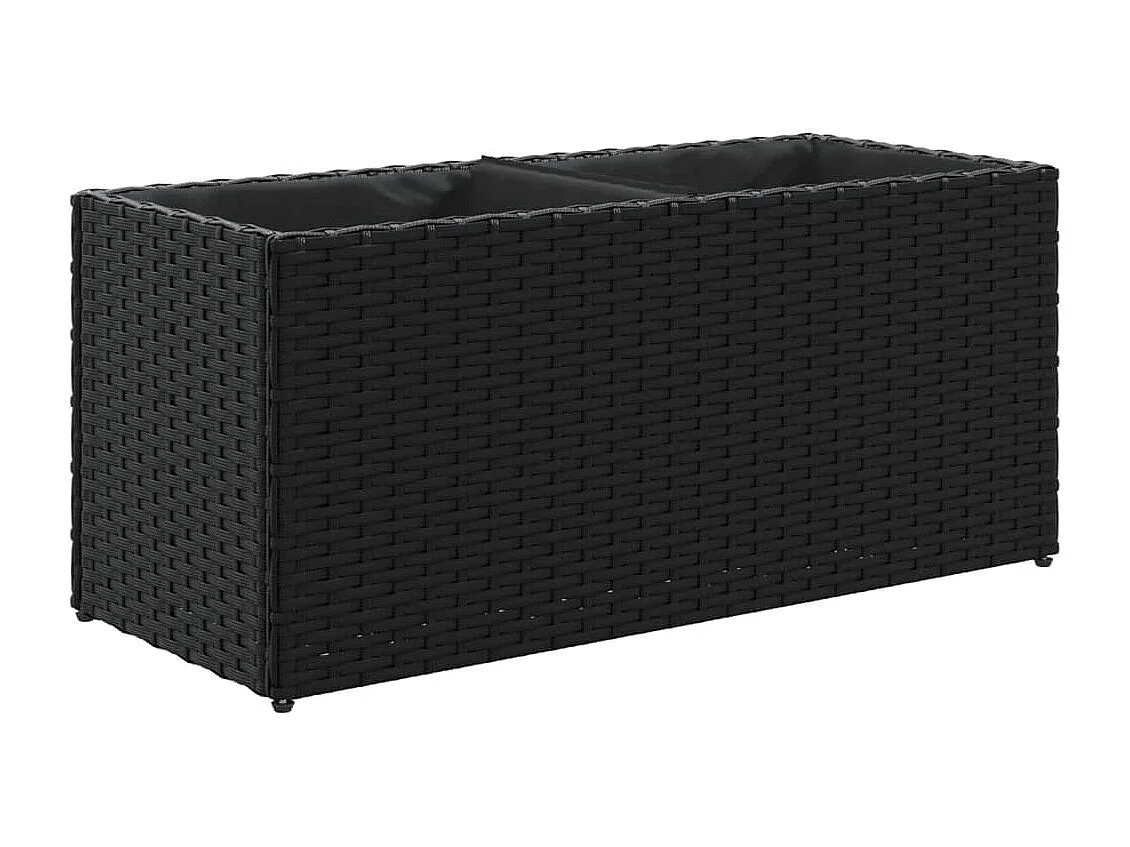 Hochbeet mit 2 Fächern Schwarz 72x30x32 cm Poly Rattan