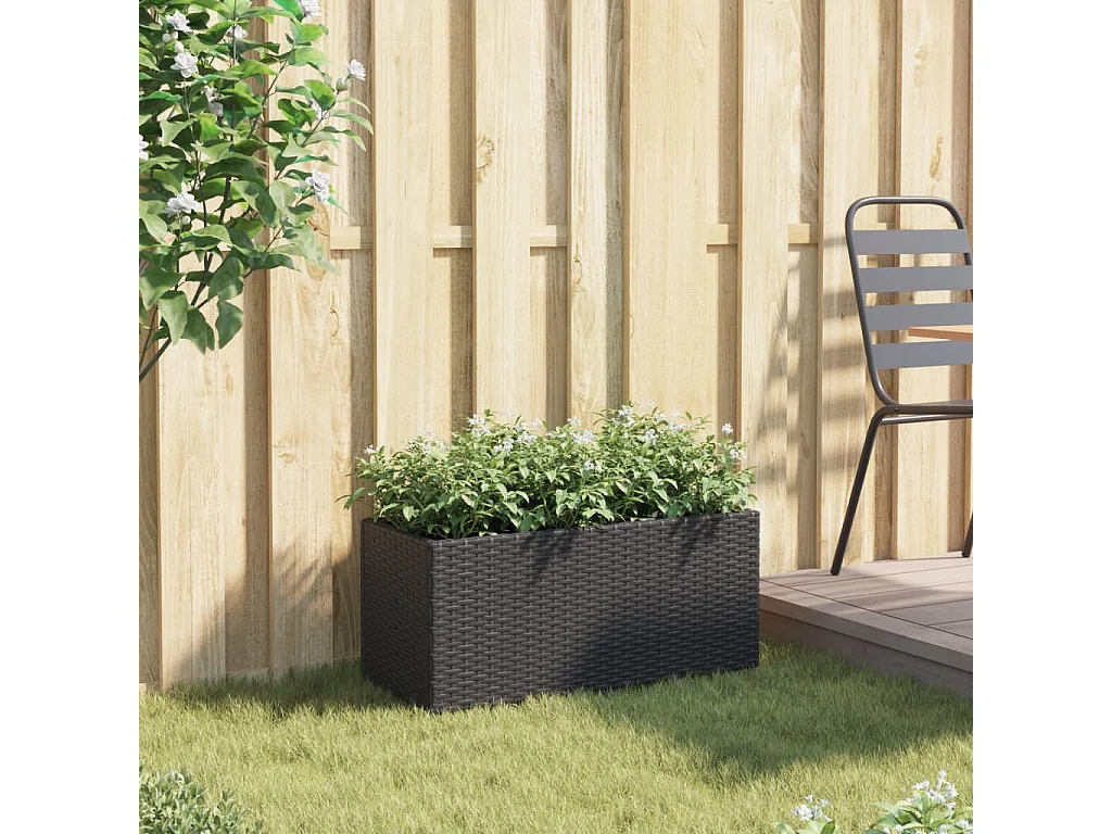 Hochbeet mit 2 Fächern Schwarz 72x30x32 cm Poly Rattan