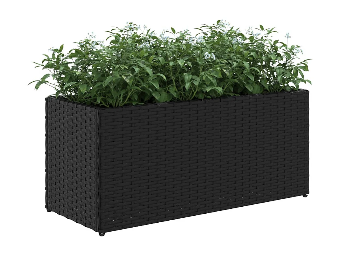 Hochbeet mit 2 Fächern Schwarz 72x30x32 cm Poly Rattan