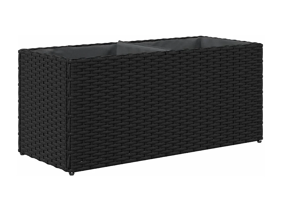 Hochbeet mit 2 Fächern Schwarz 72x30x32 cm Poly Rattan