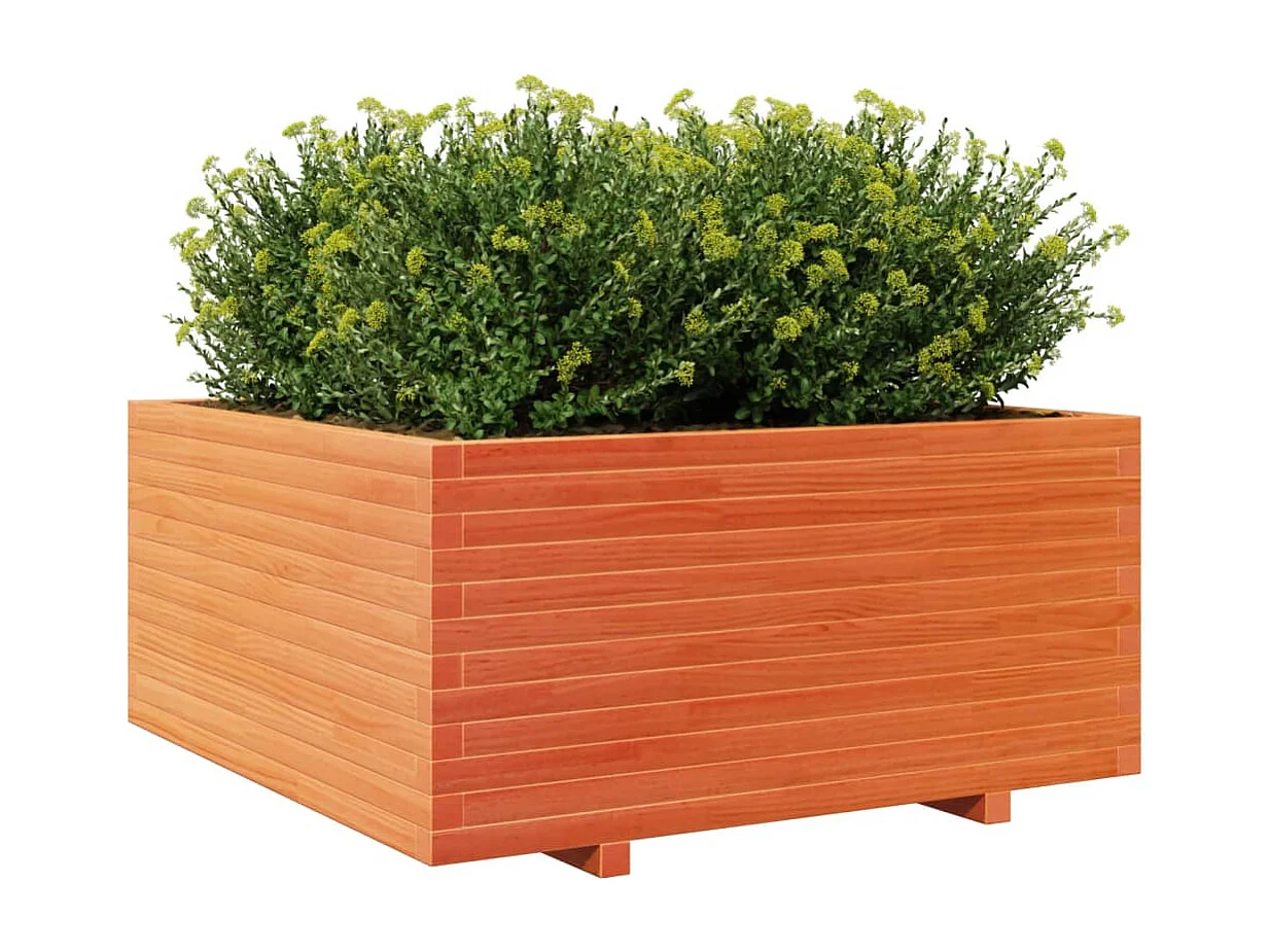 Jardinière cire marron 100x100x49,5 cm bois de pin massif