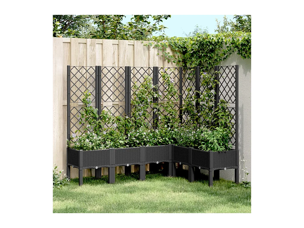 Jardinière avec treillis noir 160x120x142 cm PP