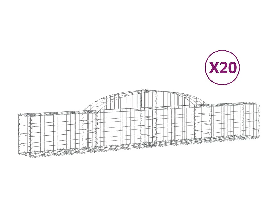 Paniers à gabions arqués 20 pcs 300x30x40/60 cm fer galvanisé