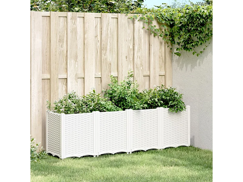 Fioriera da Giardino Bianca 160x40x53 cm in PP
