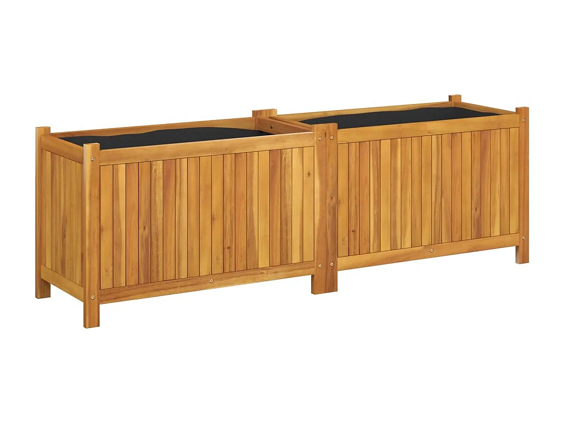 Pflanzkübel mit Einlage 153x38,5x50 cm Massivholz Akazie