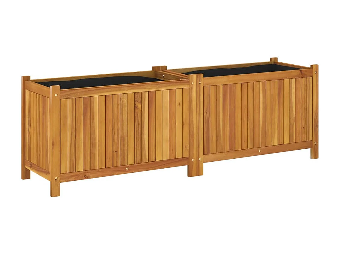 Pflanzkübel mit Einlage 153x38,5x50 cm Massivholz Akazie