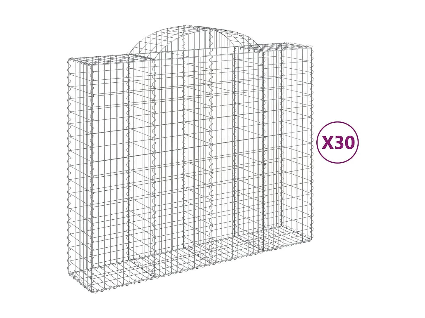 Paniers à gabions arqués 30 pcs 200x50x160/180 cm Fer galvanisé