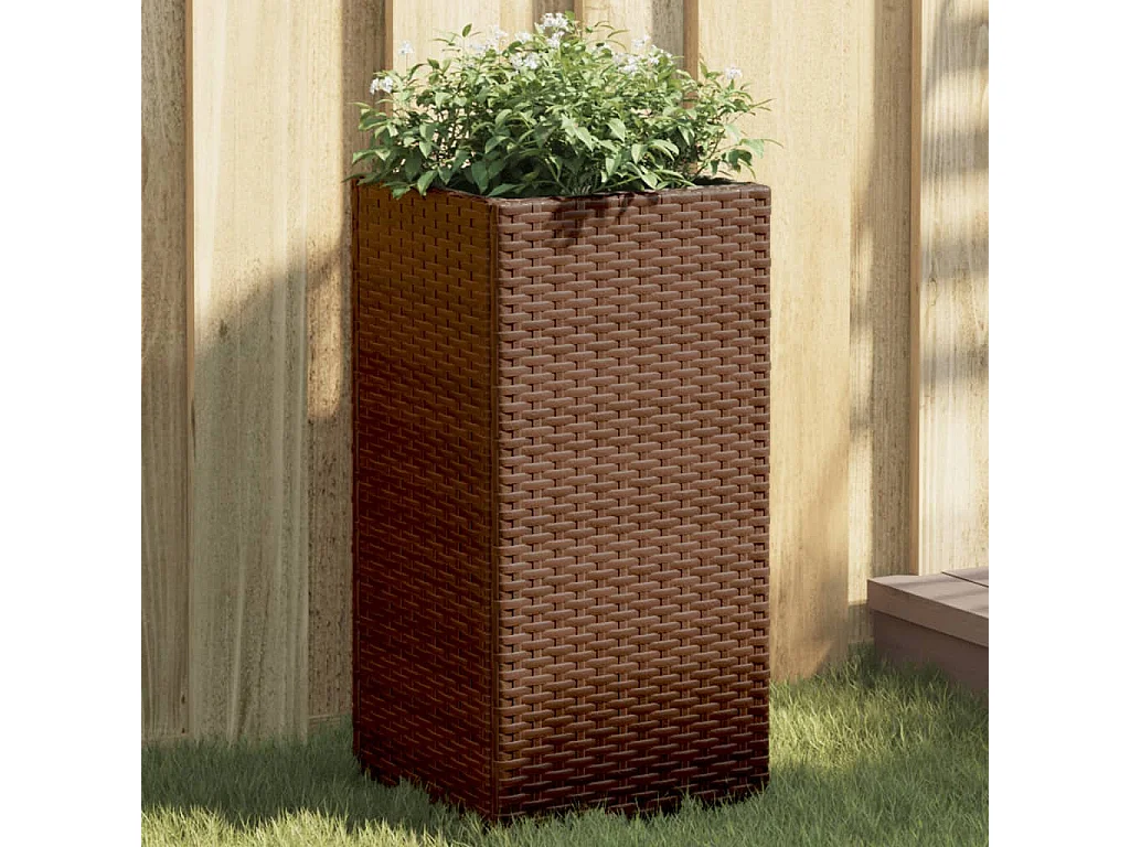 Jardinières 2 pcs marron 30x30x60 cm résine tressée