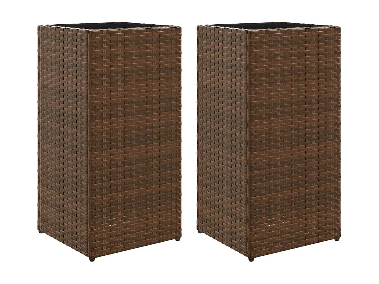 Jardinières 2 pcs marron 30x30x60 cm résine tressée