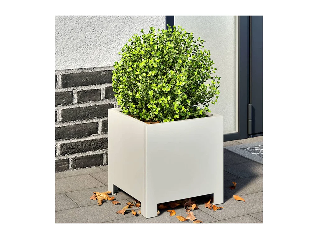 Fioriera da Giardino Bianca 30x30x30 cm in Acciaio