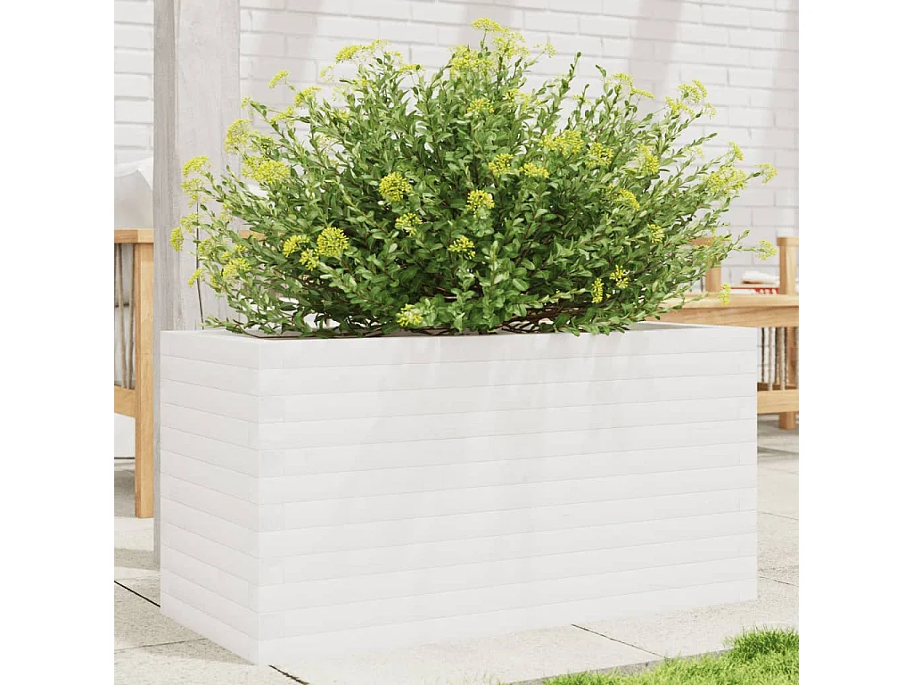 Jardinière blanc 90x40x45,5 cm bois de pin massif
