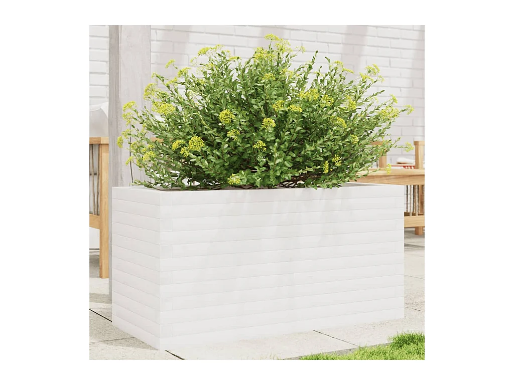 Fioriera da Giardino Bianca 90x40x45,5cm Legno Massello di Pino