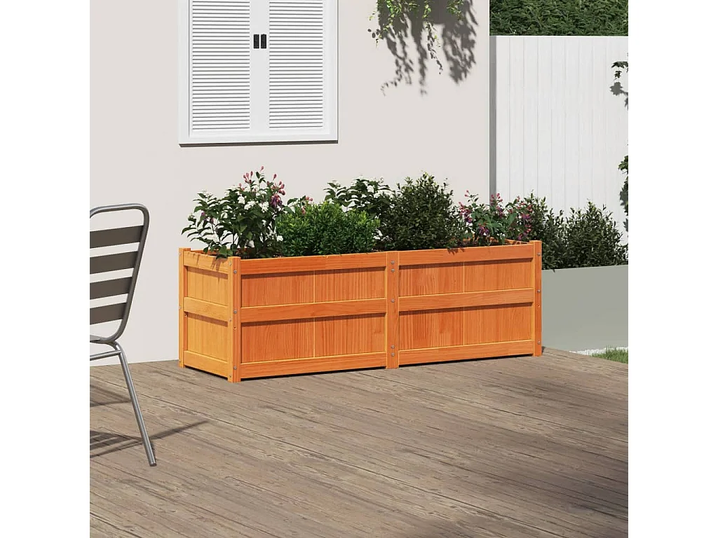 Jardinière cire marron 150x50x50 cm bois de pin massif