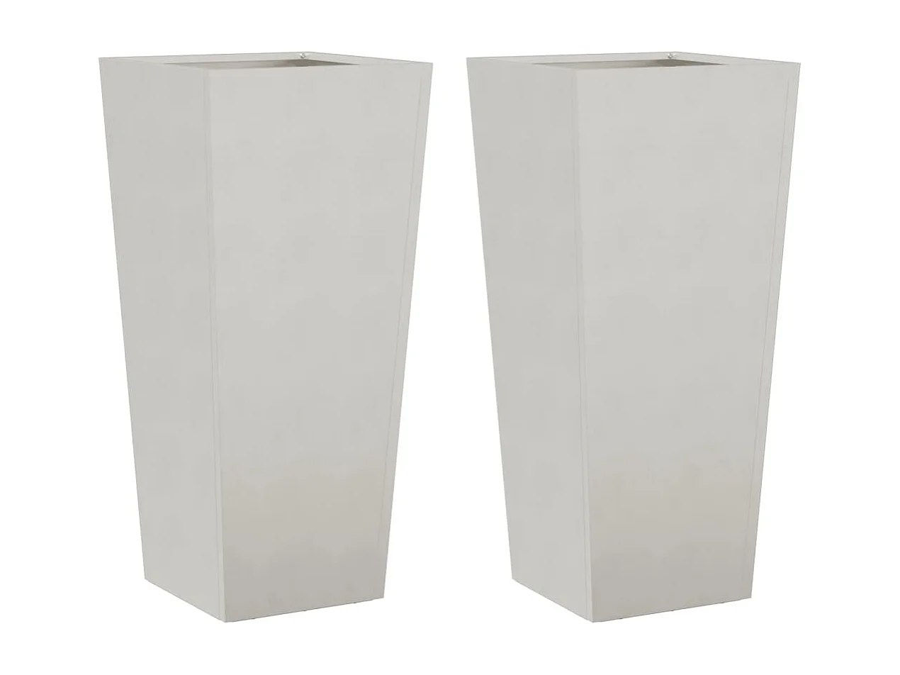 Vaso/floreira de jardim 2 pcs 35x35x75 cm aço inoxidável
