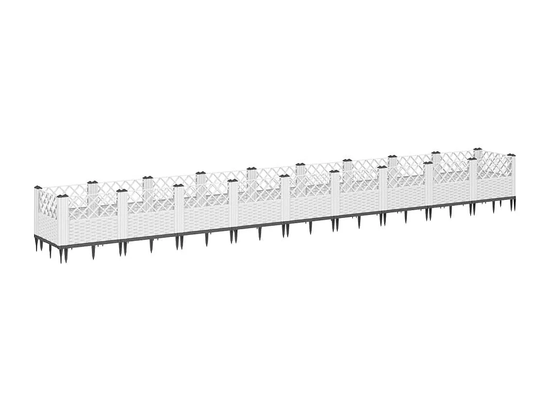 Jardinière avec piquets blanc 363,5x43,5x43,5 cm PP