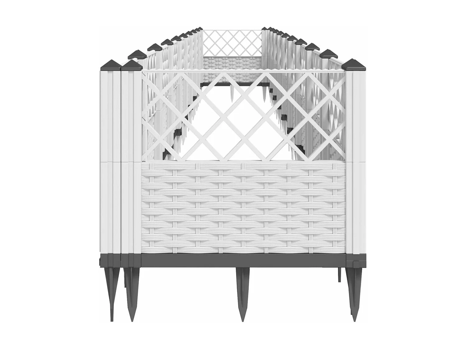Jardinière avec piquets blanc 363,5x43,5x43,5 cm PP