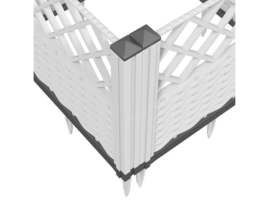 Jardinière avec piquets blanc 363,5x43,5x43,5 cm PP