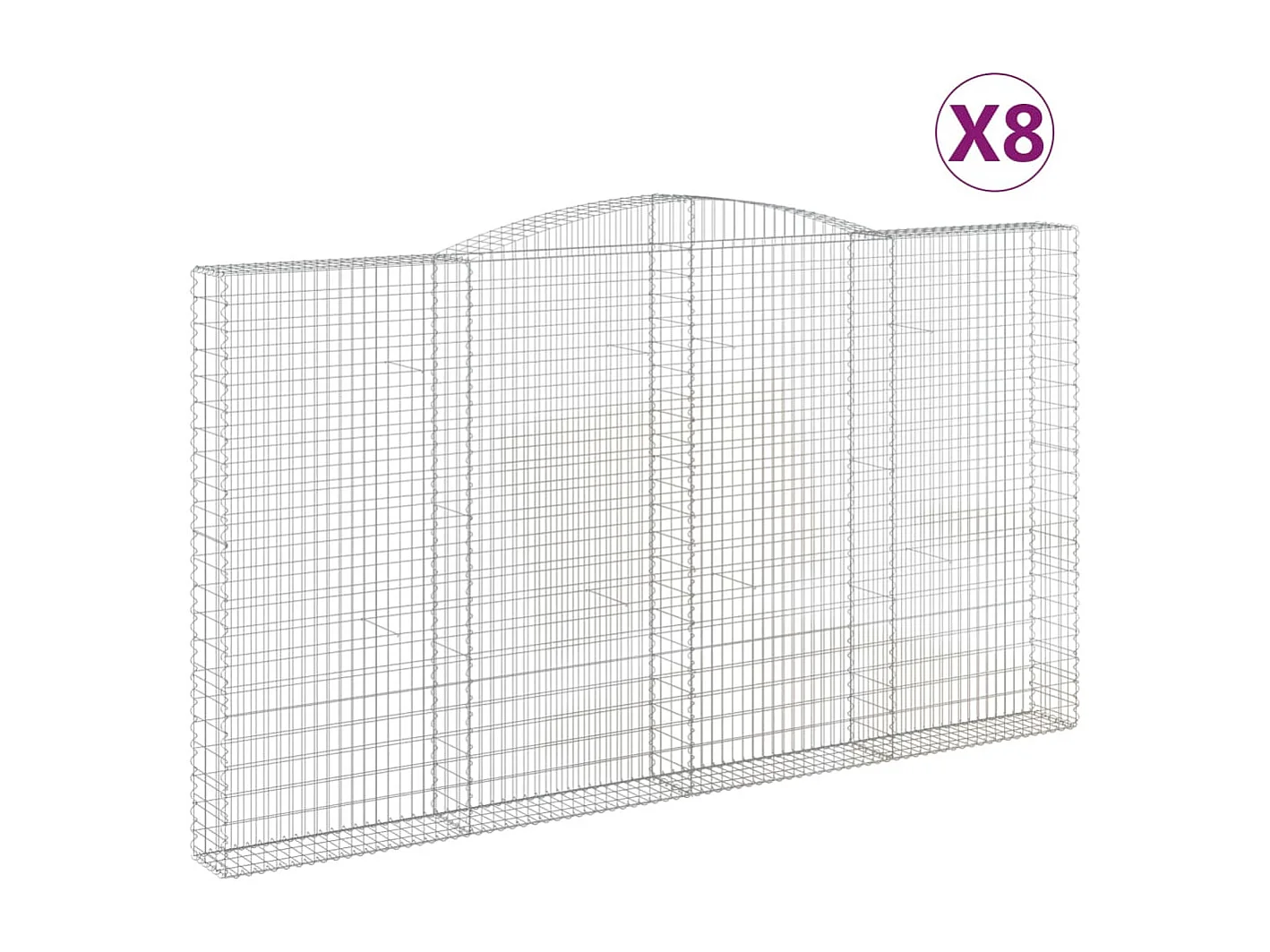 Paniers à gabions arqués 8 pcs 400x30x220/240 cm Fer galvanisé