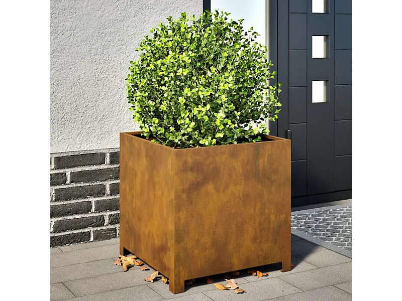 Vaso/floreira de jardim 50x50x50 cm aço corten