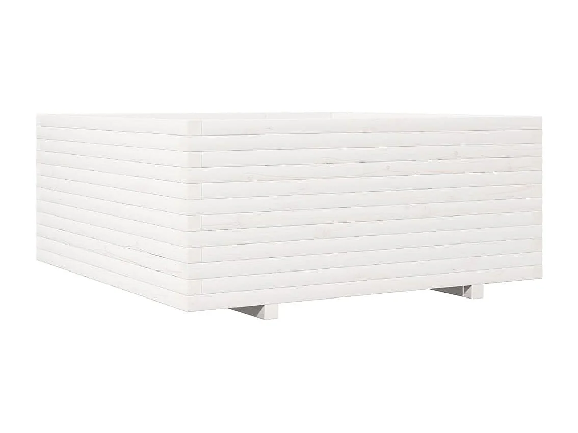 Jardinière blanc 110x110x49,5 cm bois de pin massif