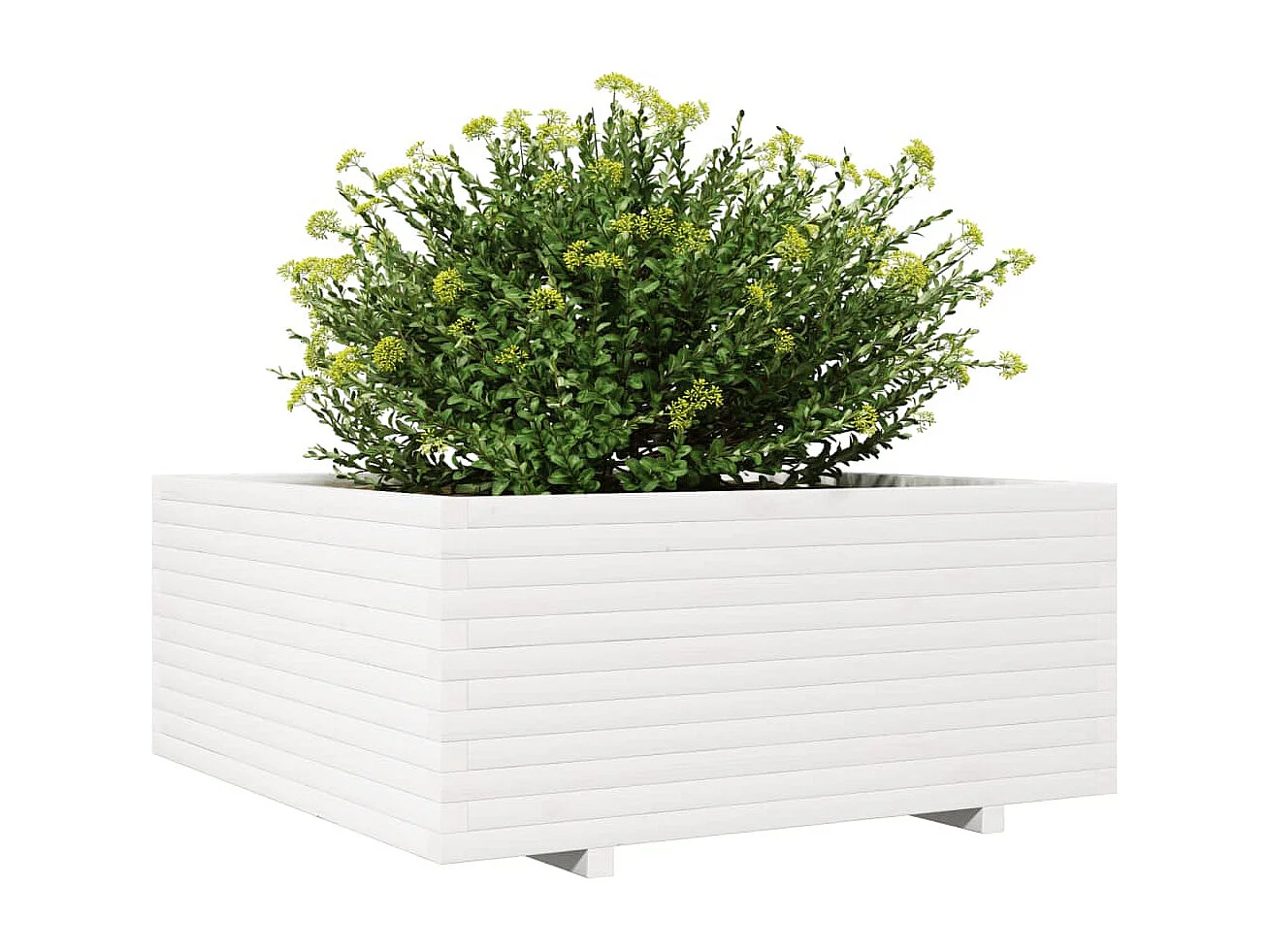 Jardinière blanc 110x110x49,5 cm bois de pin massif