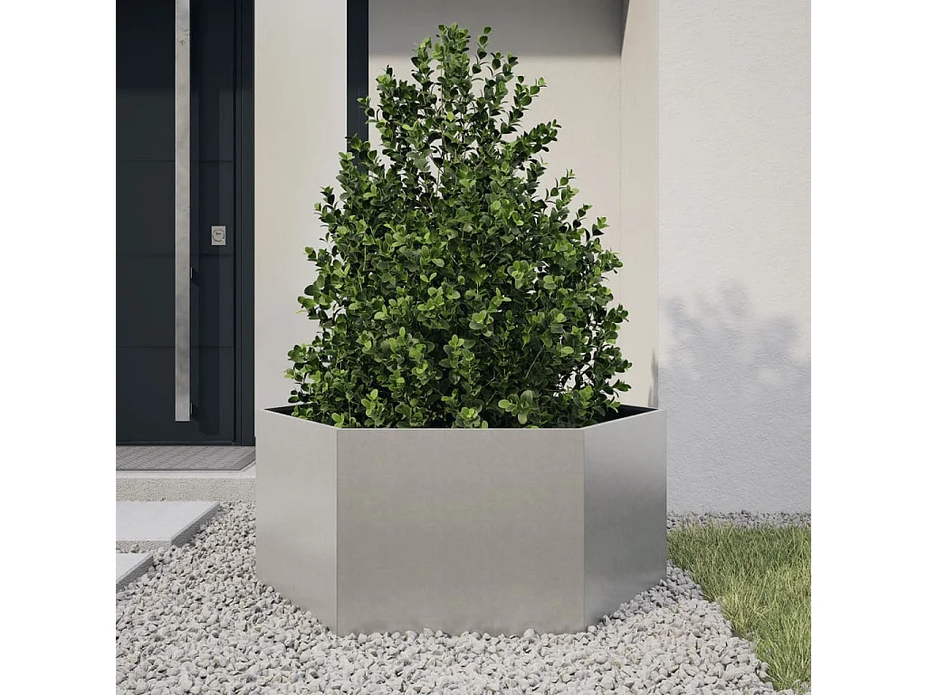 Jardinière hexagone 104x90x45 cm acier inoxydable