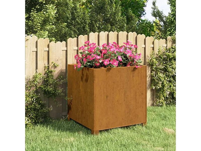 Jardinière avec pieds Rouillé 49x47x50 cm Acier corten