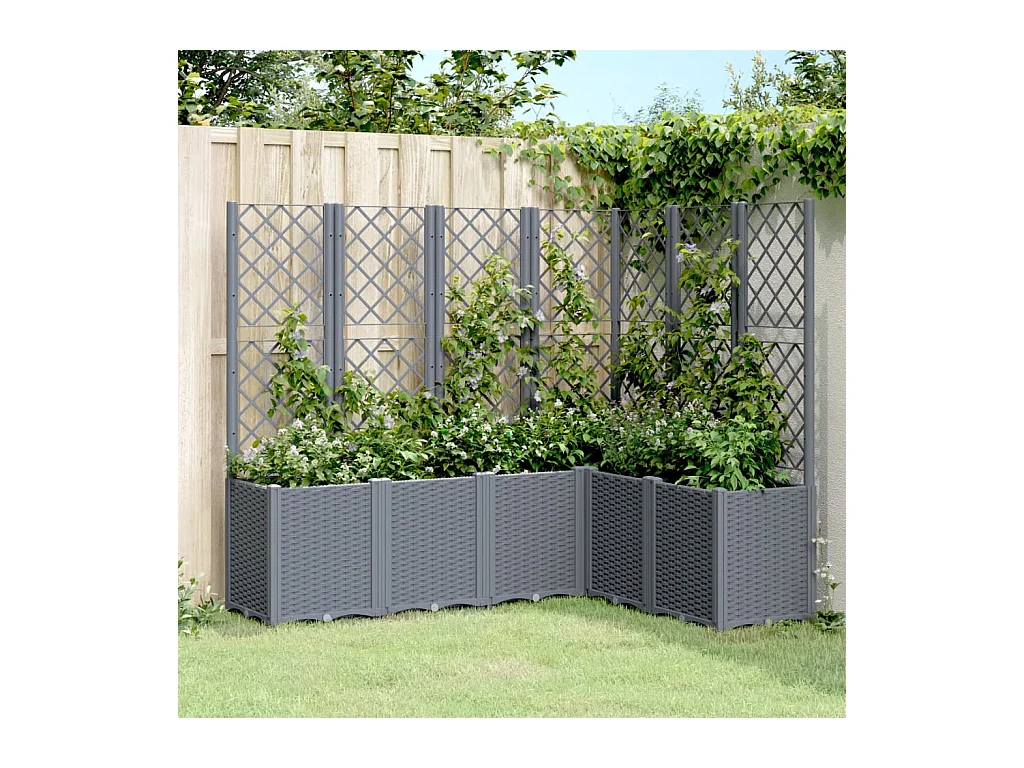 Jardinière avec treillis bleu gris 160x120x140 cm PP