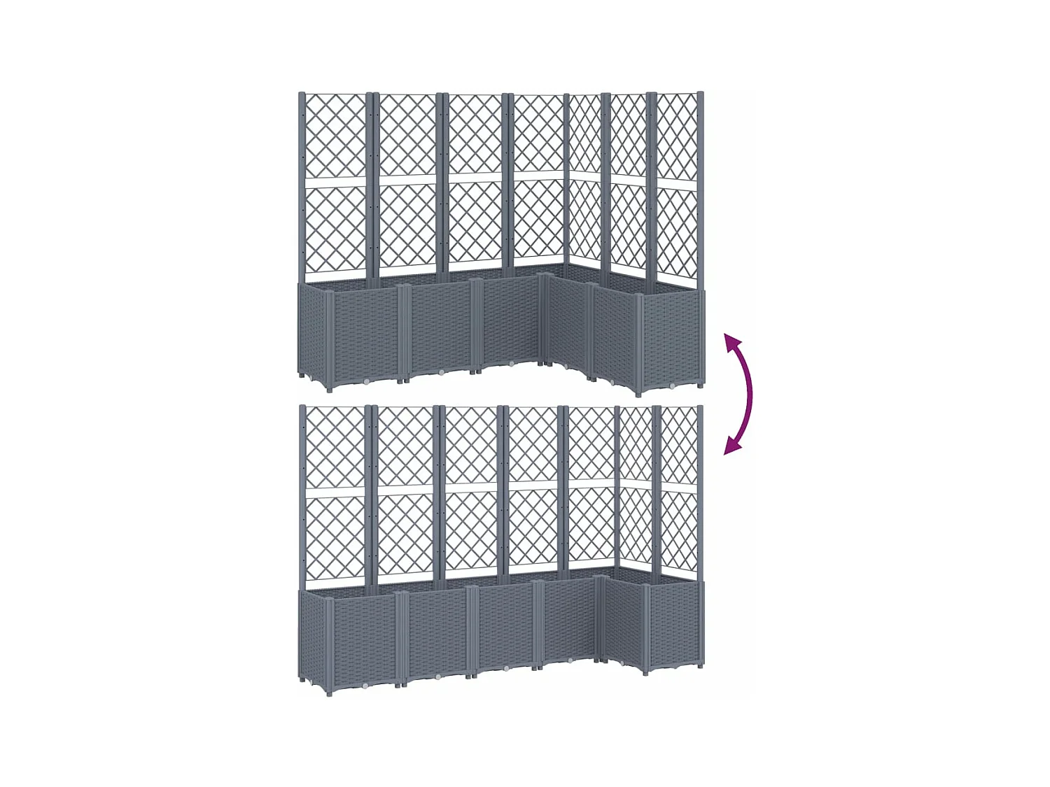 Jardinière avec treillis bleu gris 160x120x140 cm PP