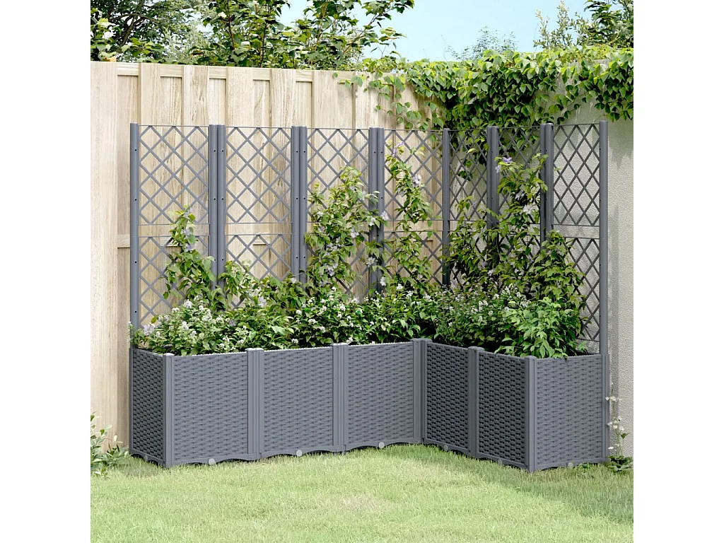 Jardinière avec treillis bleu gris 160x120x140 cm PP