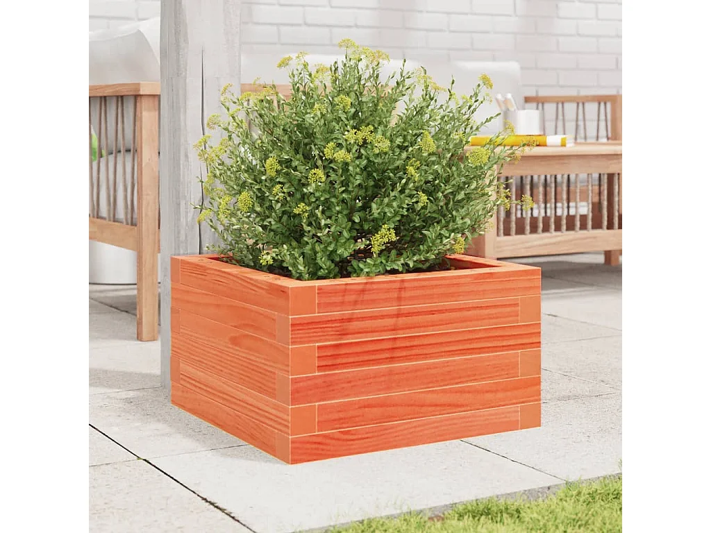 Jardinière cire marron 40x40x23 cm bois de pin massif