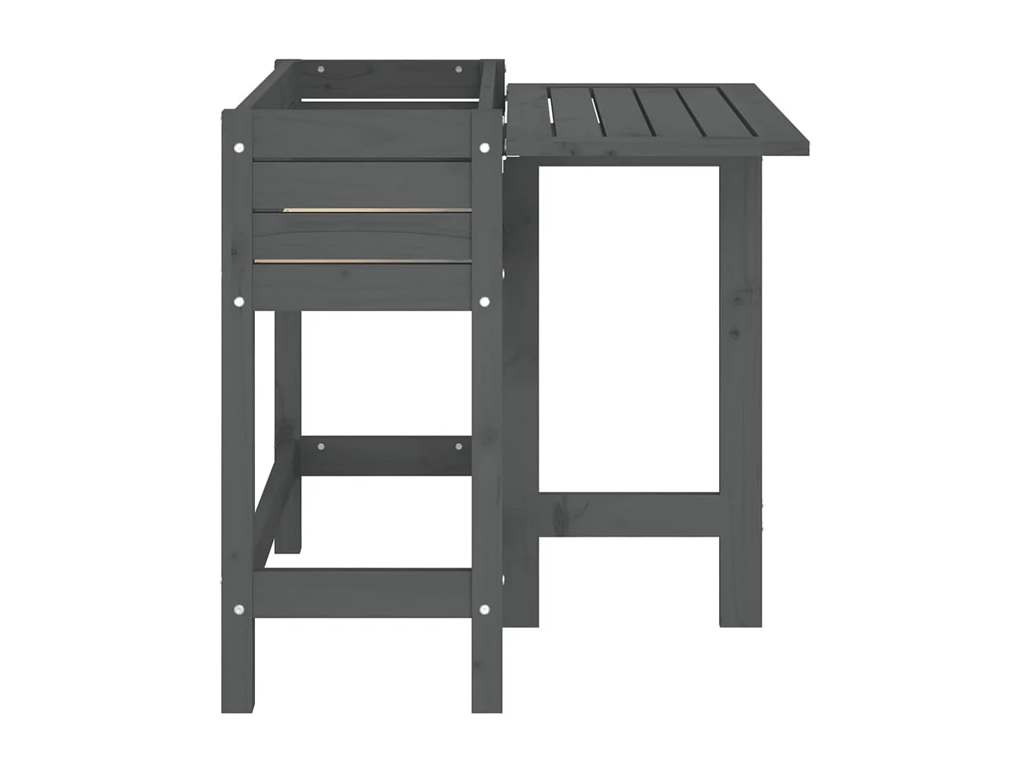 Jardinera con tapa plegable madera maciza de pino gris