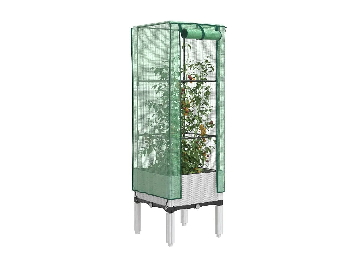 Jardinière surélevée avec housse aspect rotin 40x40x140 cm