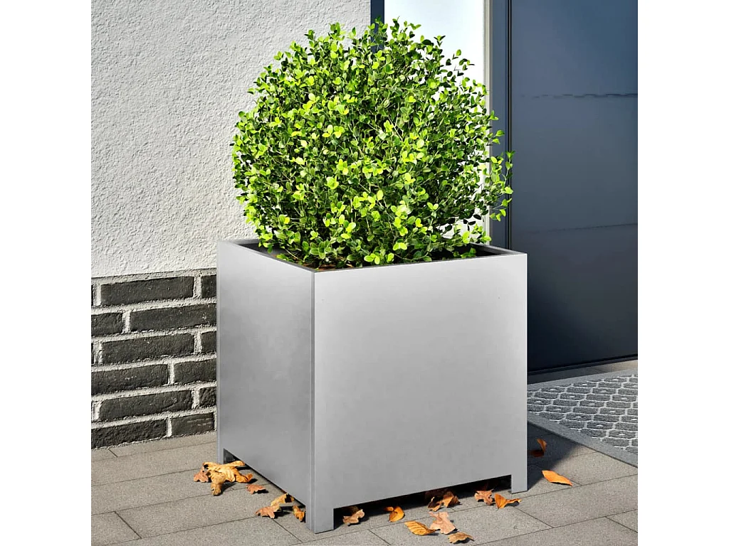 Vaso/floreira de jardim 50x50x50 cm aço galvanizado